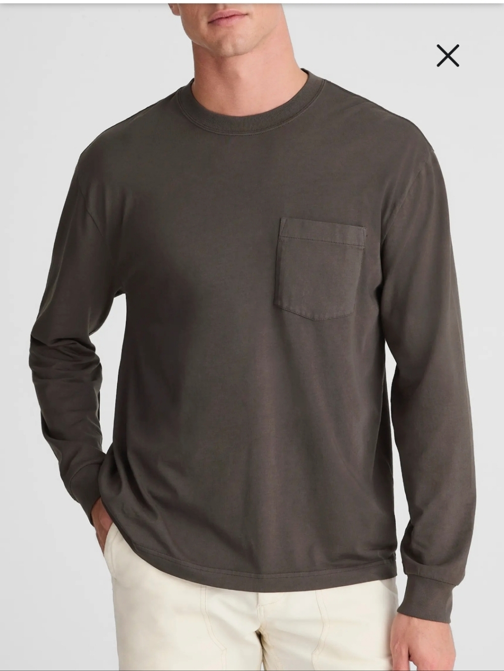 Madewell Mens Long Sleeve Pocket Tee NWT Organic Cotton Olive Brown Size L